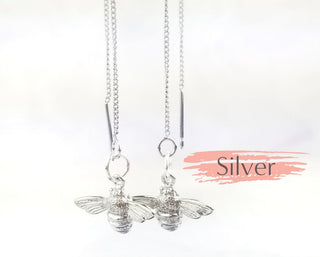 Gold Bee Threader Earrings: Long Dangle Earrings