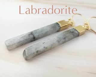 Labradorite Earrings - Gemstone Earrings - Geometric Healing Earrings