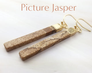 Labradorite Earrings - Gemstone Earrings - Geometric Healing Earrings