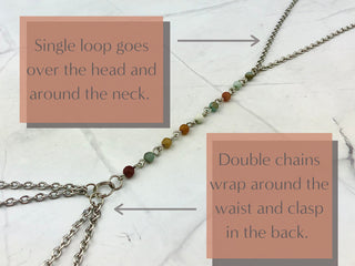 Gemstone Body Necklace - Beach Body Jewelry - Crystal Body Chain - Belly Chain
