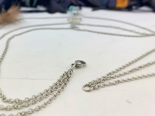 Layered Pentagram Necklace: Crescent Moon, Gemstone Bullet, Silver Plated
