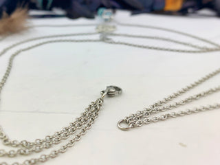 Layered Pentagram Necklace: Crescent Moon, Gemstone Bullet, Silver Plated