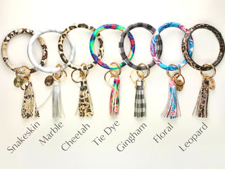Monogram Leather Bangle Keychain: Personalized Initial Charm