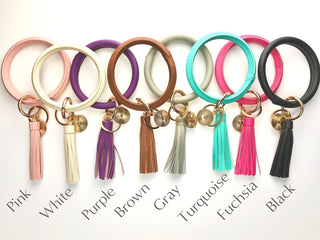 Leather Tassel Bangle Keychain – Personalized Initial Wristlet