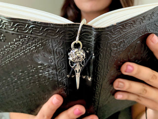 Gothic Bookmarks - Goth Macabre Bookmark - Bird Skull Shepherds Hook - Halloween Book Lovers Gift