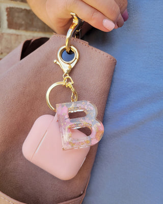 Resin Initial AirPods Case: Silicone AirPod 1 & 2 Keychain