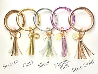 Monogram Leather Bangle Keychain: Personalized Initial Charm