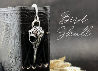 Gothic Bookmarks - Goth Macabre Bookmark - Bird Skull Shepherds Hook - Halloween Book Lovers Gift