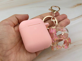 Resin Initial AirPods Case: Silicone AirPod 1 & 2 Keychain