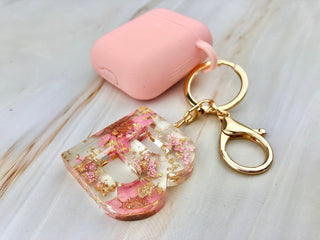 Resin Initial AirPods Case: Silicone AirPod 1 & 2 Keychain