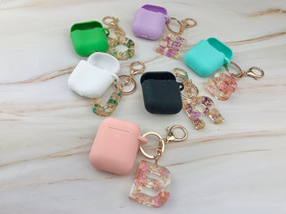 Resin Initial AirPods Case: Silicone AirPod 1 & 2 Keychain