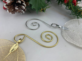 Holiday Autumn Host Gift Magnolia Leaf Ornament: Gold or Silver Plated Botanical Decor