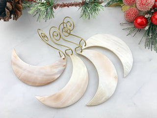 Shell Moon Ornament: Boho Celestial Tree Decoration