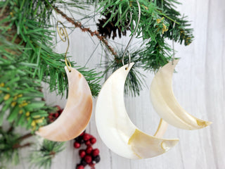 Shell Moon Ornament: Boho Celestial Tree Decoration