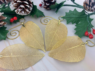 Holiday Autumn Host Gift Magnolia Leaf Ornament: Gold or Silver Plated Botanical Decor