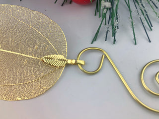 Holiday Autumn Host Gift Magnolia Leaf Ornament: Gold or Silver Plated Botanical Decor