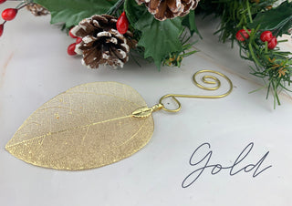 Holiday Autumn Host Gift Magnolia Leaf Ornament: Gold or Silver Plated Botanical Decor
