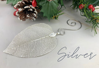 Holiday Autumn Host Gift Magnolia Leaf Ornament: Gold or Silver Plated Botanical Decor