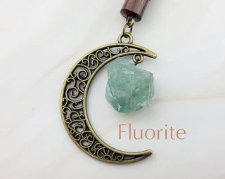 Gemstone Moon Hair Stick: Wood Hair Fork with Crystal Dangle