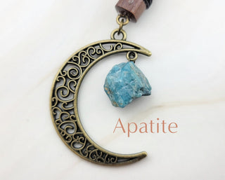 Gemstone Moon Hair Stick: Wood Hair Fork with Crystal Dangle