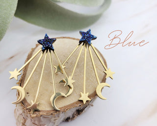 Gold Galaxy Ear Jacket - Celestial-Inspired Space Front Back Earring - Double Sided Earring - Druzy Star Earrings