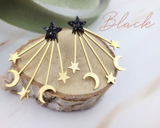 Gold Galaxy Ear Jacket - Celestial-Inspired Space Front Back Earring - Double Sided Earring - Druzy Star Earrings