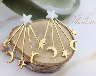 Gold Galaxy Ear Jacket - Celestial-Inspired Space Front Back Earring - Double Sided Earring - Druzy Star Earrings