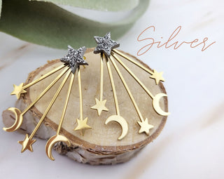 Gold Galaxy Ear Jacket - Celestial-Inspired Space Front Back Earring - Double Sided Earring - Druzy Star Earrings