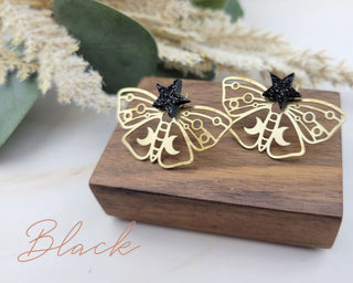 Gold Moth Ear Jacket - Moth Earrings - Front Back Earring - Double Sided Earring - Druzy Earrings - Moth Jewelry - Luna Moth