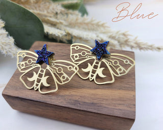 Gold Moth Ear Jacket - Moth Earrings - Front Back Earring - Double Sided Earring - Druzy Earrings - Moth Jewelry - Luna Moth