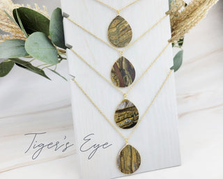 Teardrop Gemstone Pendant Necklace: Carnelian, Amazonite, Lavender Jade