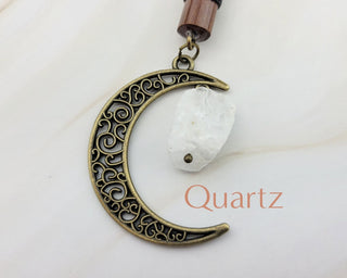 Gemstone Moon Hair Stick: Wood Hair Fork with Crystal Dangle