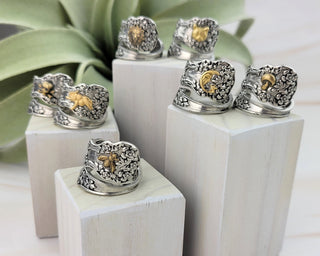 Mushroom Ring - Vintage Spoon Ring - Antique Style Floral Jewelry