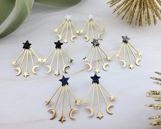 Gold Galaxy Ear Jacket - Celestial-Inspired Space Front Back Earring - Double Sided Earring - Druzy Star Earrings