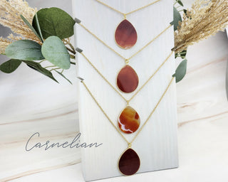 Tiger Eye Necklace - Natural Crystal Gemstone Pendant - Long Layering Necklace - Protection Stone