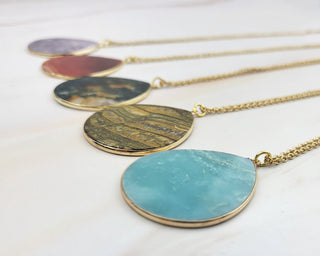 Tiger Eye Necklace - Natural Crystal Gemstone Pendant - Long Layering Necklace - Protection Stone