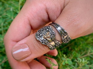 Silver Spoon Ring: Floral Brass Charm Ring