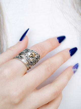 Mushroom Ring - Vintage Spoon Ring - Antique Style Floral Jewelry