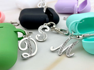 Personalized AirPods Case: Rhinestone Initial Keychain - Gen 1 & 2