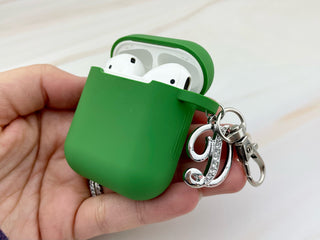 Personalized AirPods Case: Rhinestone Initial Keychain - Gen 1 & 2