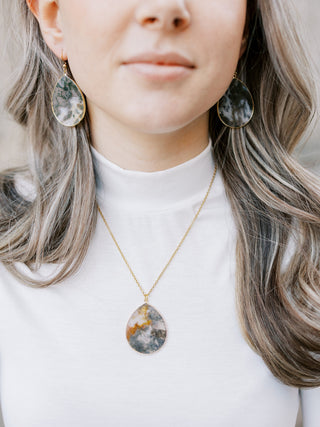 Teardrop Gemstone Pendant Necklace: Carnelian, Amazonite, Lavender Jade