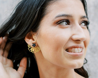 Gold Moth Ear Jacket - Moth Earrings - Front Back Earring - Double Sided Earring - Druzy Earrings - Moth Jewelry - Luna Moth