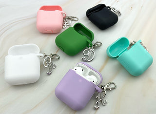 Personalized AirPods Case: Rhinestone Initial Keychain - Gen 1 & 2