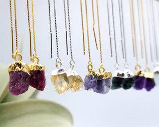 Birthstone Gemstone Chain Earrings: Sterling Silver Threaders