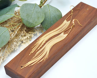 Long Gold Tassel Earrings: Stainless Steel Chain Duster Earrings