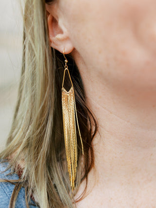 Long Gold Tassel Earrings: Stainless Steel Chain Duster Earrings