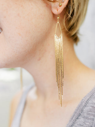 Silver Tassel Earrings: Stainless Steel Fringe, Elegant Waterfall Design