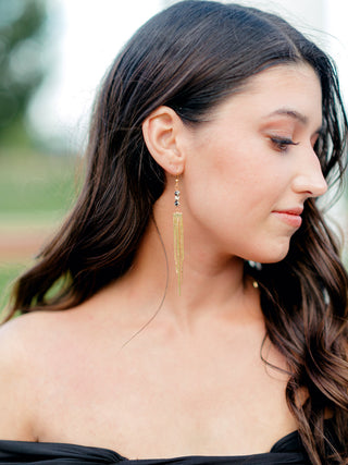 Dalmatian Jasper Fringe Earrings: Gold or Silver, Stainless Steel