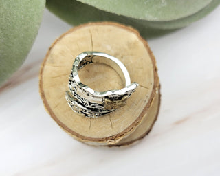 Vintage Spoon Ring: Brass Cat, Floral Copper Wrap Ring