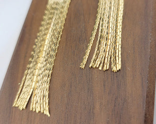 Long Labradorite Earrings: Mismatched Moon Tassel Design
